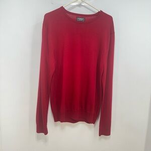 Express Mens' Size Large Extra Fine Merino Wool Red Crew Neck Sweater w/flaw